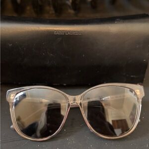 Saint Laurent Clear Frame Sunglasses with Smoke Lenses